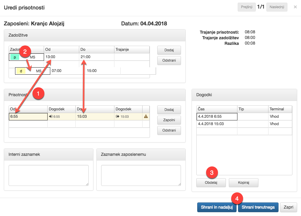 Shift does not match registrations