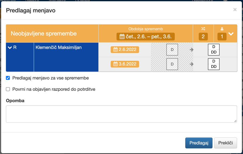 Swap Proposal Window