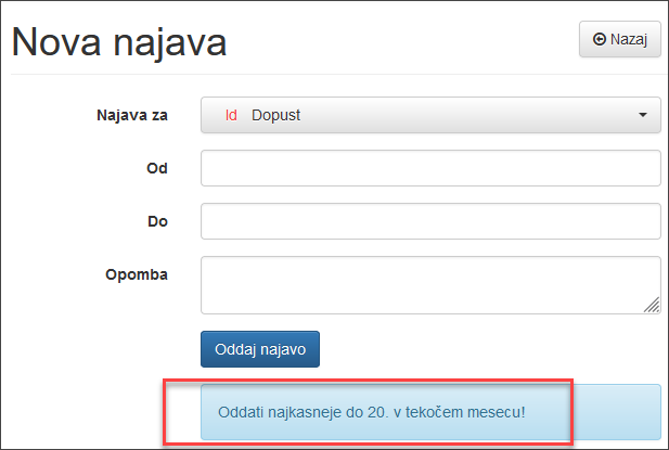 Spremno besedilo najave