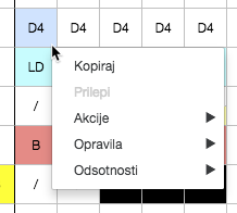 Context menu in employee view