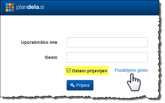 Sprememba gesla in ostani prijavljen