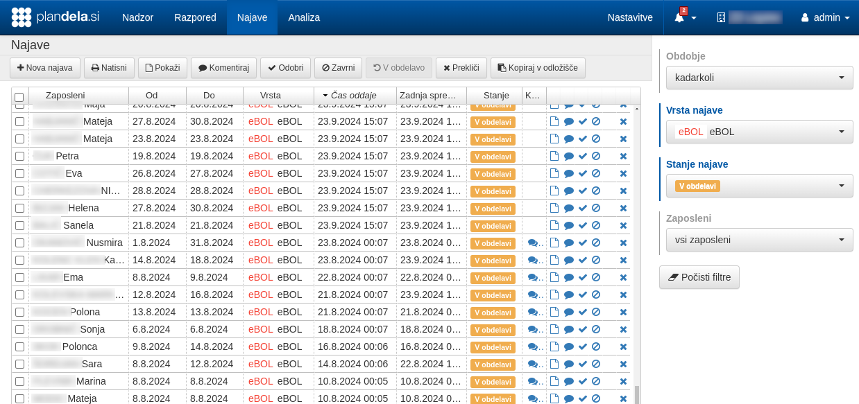 Filtering eBOL requests
