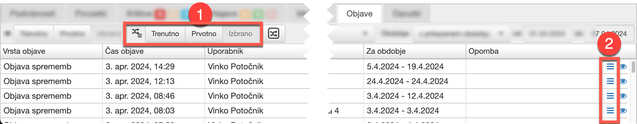 Compare shift plan button