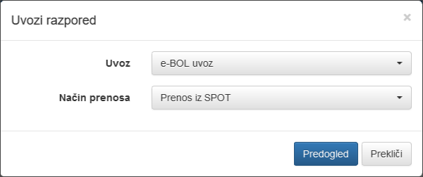 Data transfer from SPOT to user command