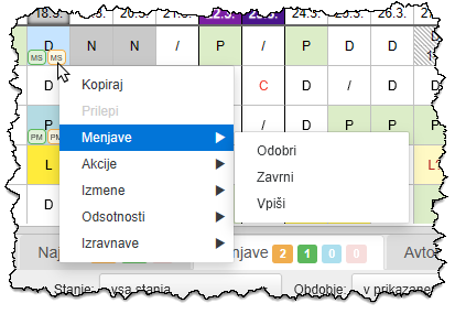 Context menu commands for swaps