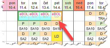Označba dneva, ki se ne ujema z eBOL