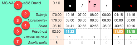 Data displayed in shift plan cell