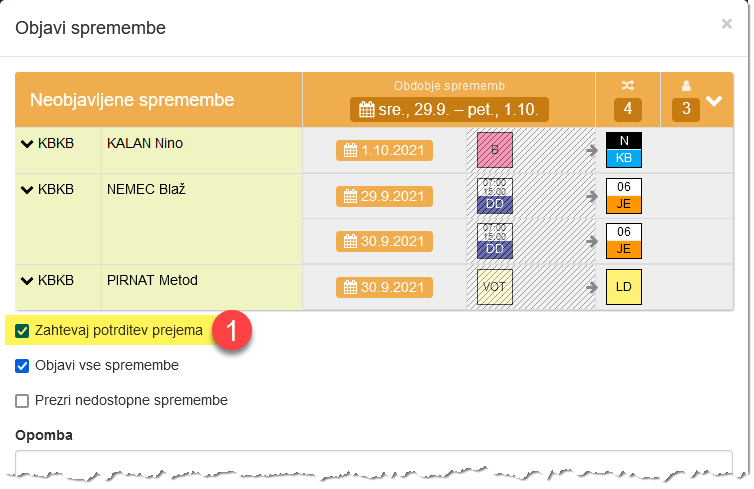 Confirmation of receipt of changes