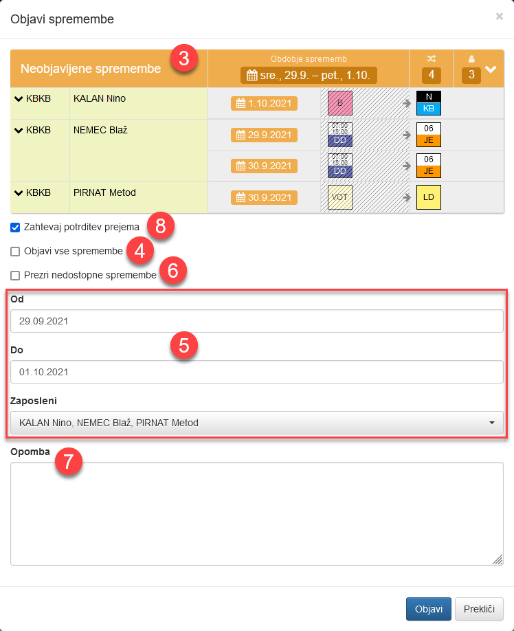 Publishing shift plan changes