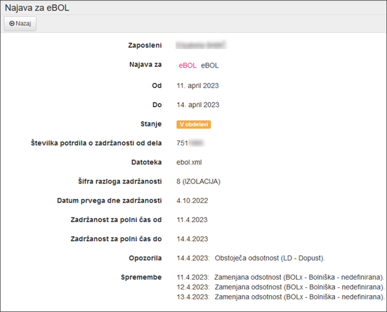 Struktura najave eBOL