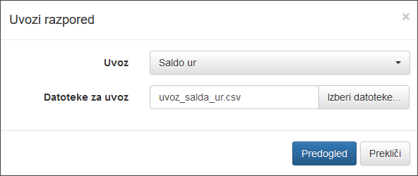 Import data selection