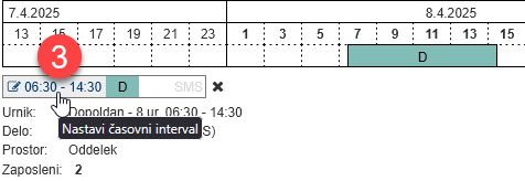 Change time interval of individual shift