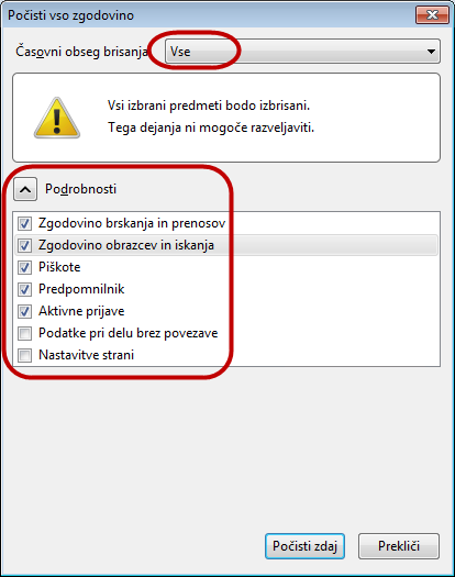 Clear browsing data -Firefox