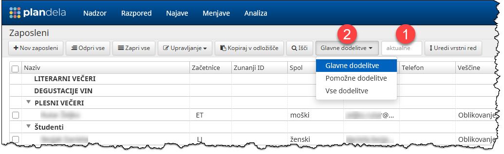 More options for sorting employees