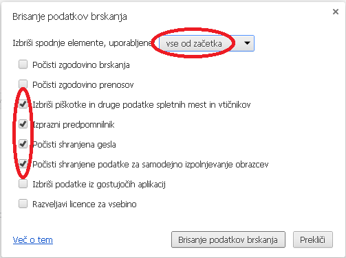 Clear browsing data -Chrome
