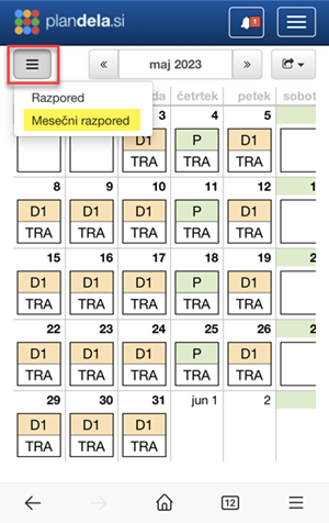 Monthly plan