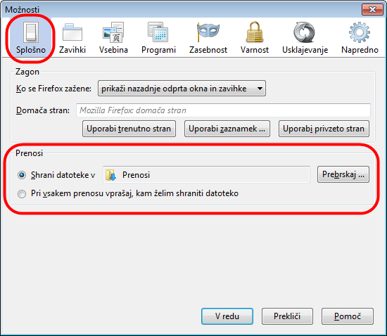 Storage location -Firefox